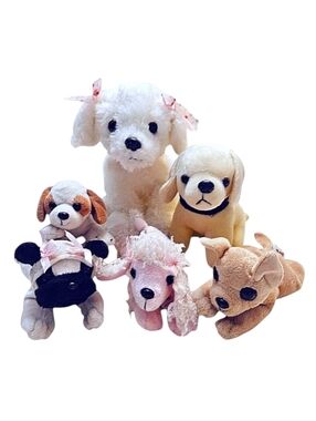 3 FOR $30! Bundle of 6 Plush Dogs Bearington Collection Poodle Pug Chihuahua